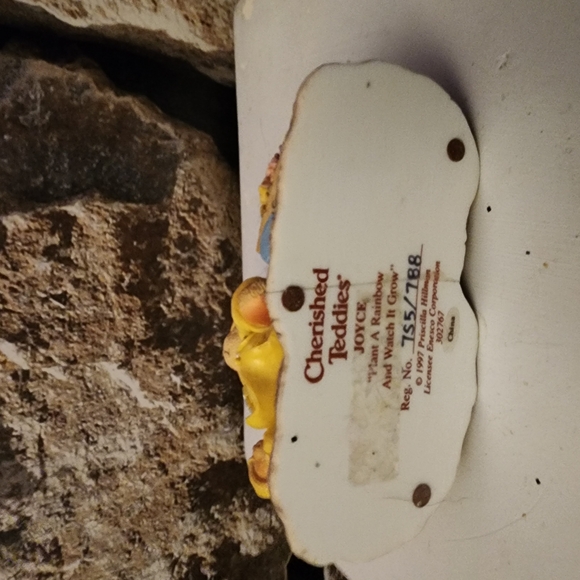 Yellow Bear Figurine with Flowers - Picture 2 of 2